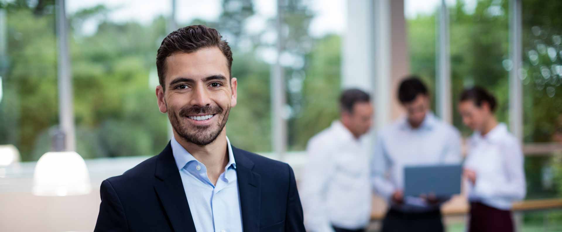 Male business executive at conference center